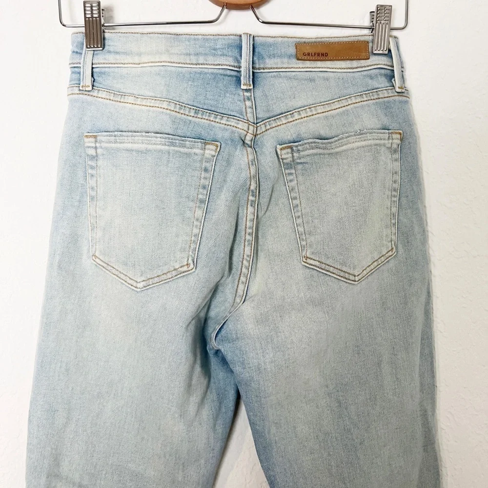 GRLFRND Karolina Button Fly High Rise Straight Leg Raw Hem Jeans